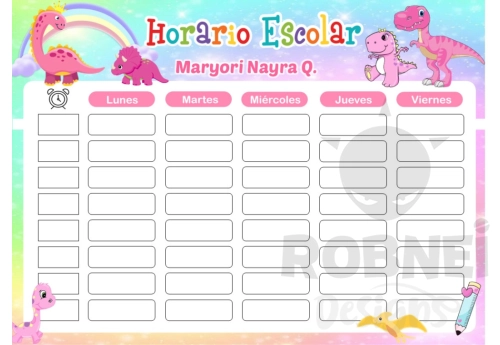 Dinosaurios Girl Horario Escolar
